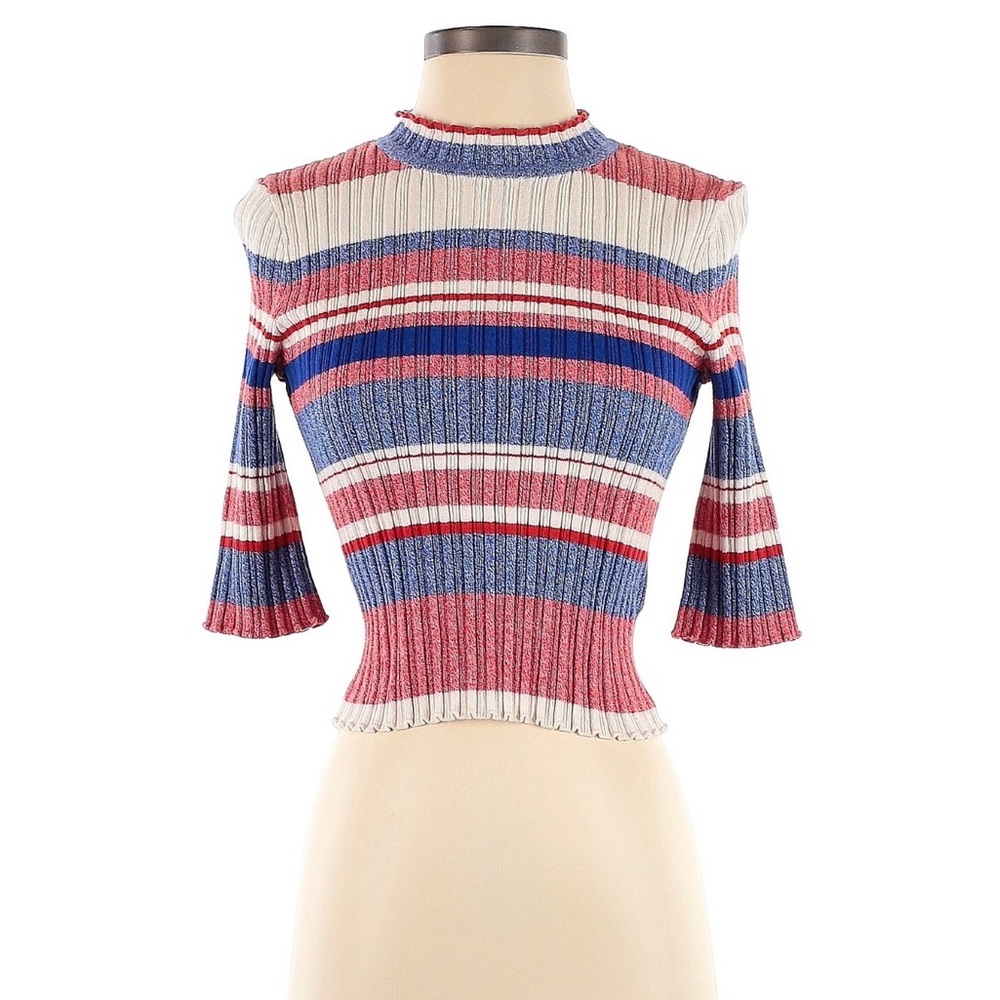 H&M Multicolor Striped Ribbed Crop Top S